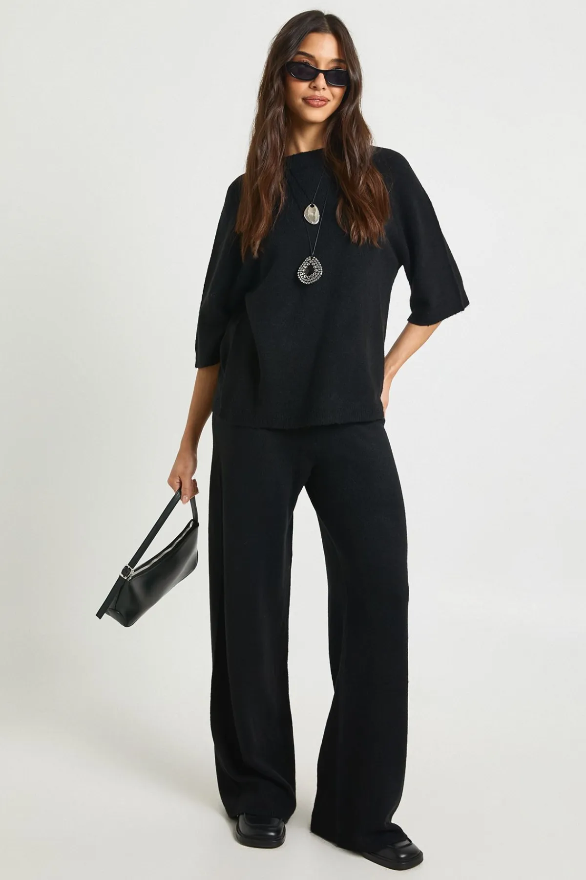 boohoo Ensemble Coordonné En Maille Haut À Manches Courtes Et Pantalon<Femme Pulls Et Gilets|Toutes Les Mailles