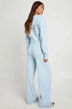 Ensemble coordonné en tricot côtelé ultra-doux : sweat à capuche à fermeture éclair intégrale et pantalon assorti
