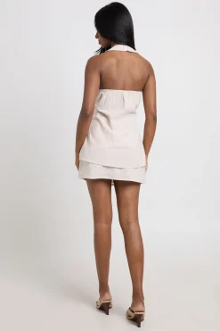 boohoo Ensemble Coordonné Gilet Cache-cœur Et Mini-jupe À Rayures Effet Lin<Femme Ensembles