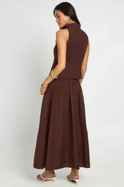 Ensemble Coordonné Gilet Effet Lin Et Jupe Maxi Volumineuse