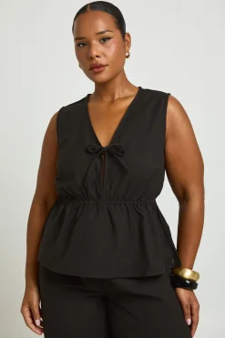 Ensemble Coordonné Grande Taille Haut Long En Lin À Nouer Sur Le Devant Et Pantalon