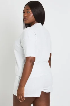 boohoo Ensemble Coordonné Grande Taille T-shirt Et Short Gaufré<Femme Ensembles