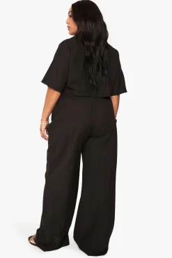 Ensemble coordonné grande taille en lin : Chemise crop longue et pantalon