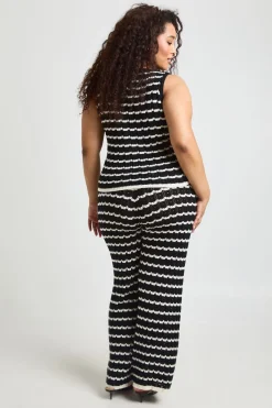 boohoo Ensemble Coordonné Grande Taille Haut En Crochet Rayé Et Pantalon Large<Femme Ensembles|Tenues De Plage