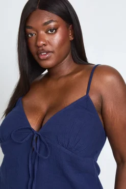Ensemble Coordonné Grande Taille Haut Caraco Péplum Et Pantalon En Gaze De Coton