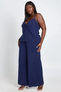 Ensemble Coordonné Grande Taille Haut Caraco Péplum Et Pantalon En Gaze De Coton