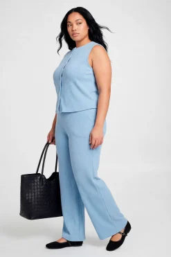 boohoo Ensemble Coordonné Grande Taille Haut Côtelé À Boutons Et Pantalon<Femme Ensembles