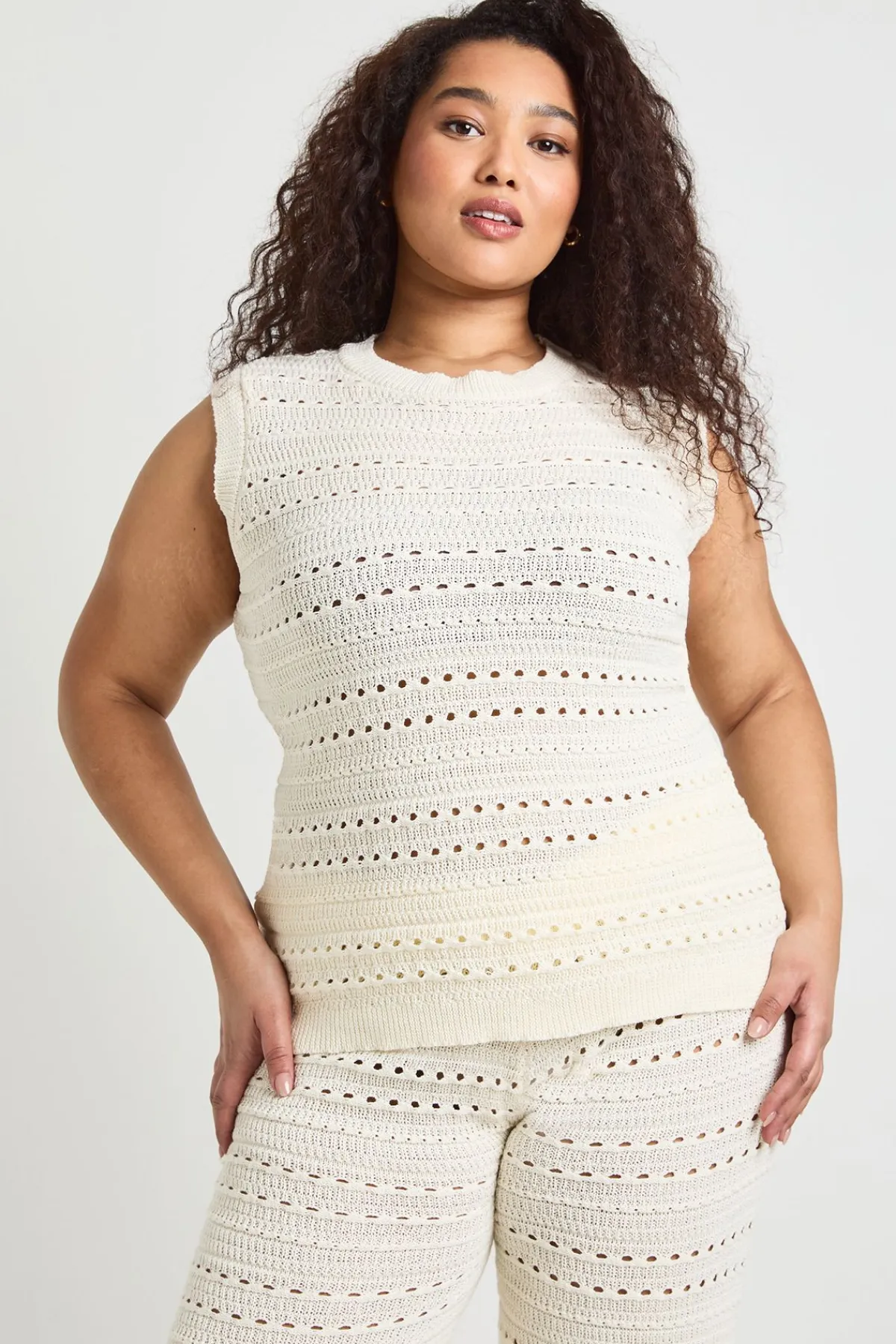 boohoo Ensemble Coordonné Grande Taille Haut Long Et Pantalon En Crochet<Femme Ensembles|Tenues De Plage
