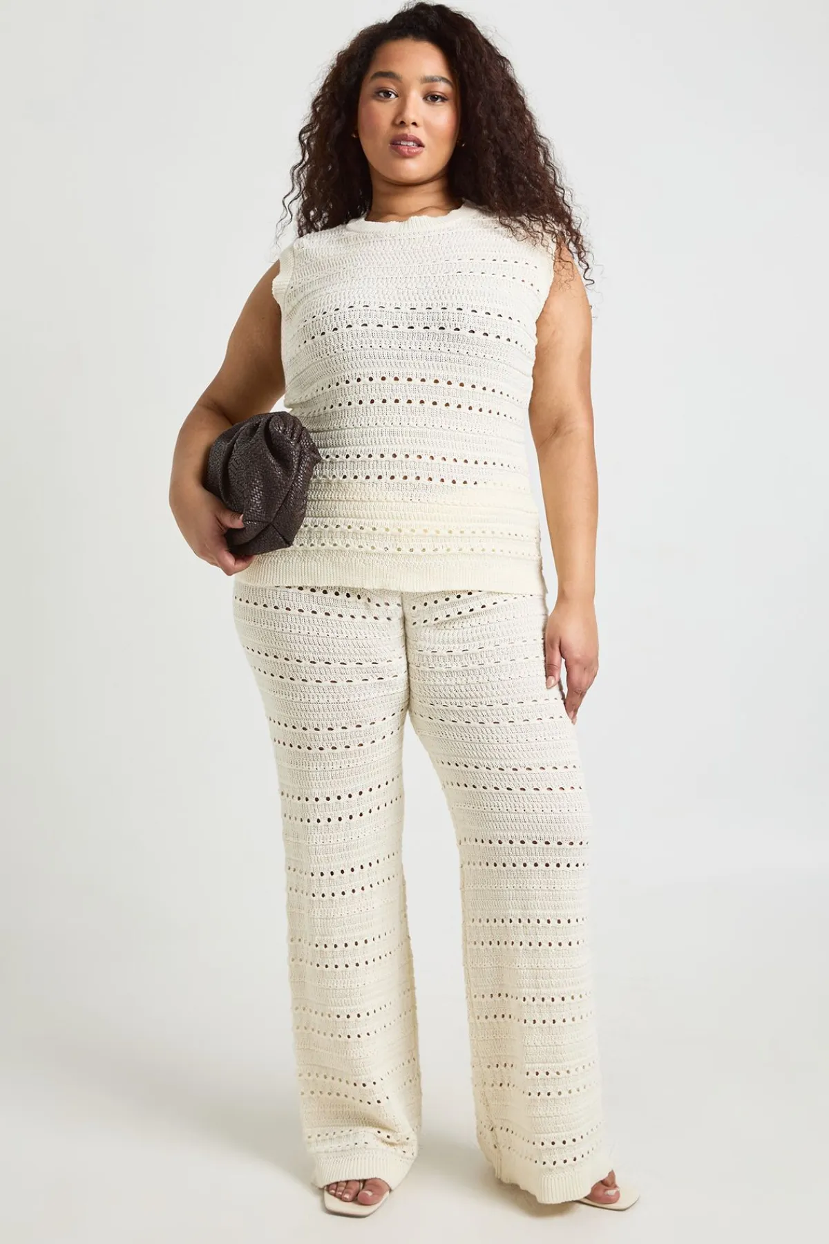 boohoo Ensemble Coordonné Grande Taille Haut Long Et Pantalon En Crochet<Femme Ensembles|Tenues De Plage