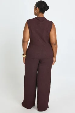 Ensemble Coordonné Grande Taille Top Body Froncé Et Pantalon Jambes Larges
