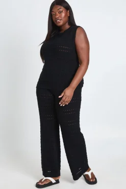 Ensemble Coordonné Grande Taille Haut Long Et Pantalon En Crochet