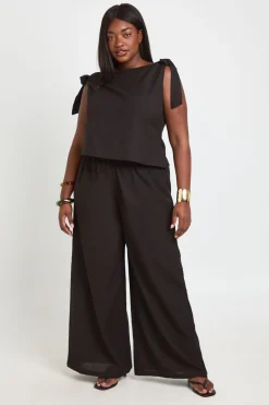 boohoo Ensemble Coordonné Grande Taille Haut Col Bateau À Épaules Nouées Et Pantalon<Femme Ensembles