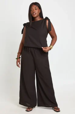 boohoo Ensemble Coordonné Grande Taille Haut Col Bateau À Épaules Nouées Et Pantalon<Femme Ensembles