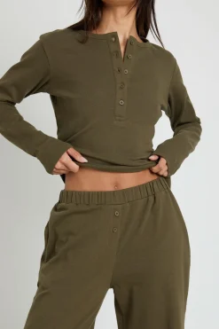 boohoo Ensemble Coordonné Grande Taille Haut Col Rond Boutonné Et Pantalon En Coton<Femme Ensembles