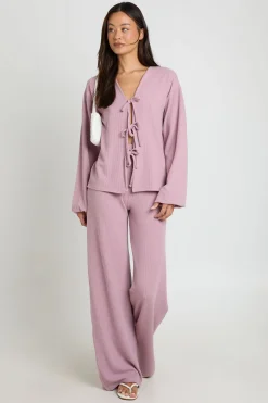 Ensemble Coordonné Grande Taille Blouse Froncée À Nouer Devant Et Pantalon