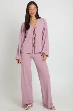 Ensemble Coordonné Grande Taille Blouse Froncée À Nouer Devant Et Pantalon