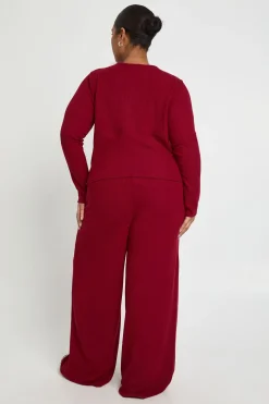 Ensemble Coordonné Grande Taille Cardigan Boutonné et Pantalon Côtelé