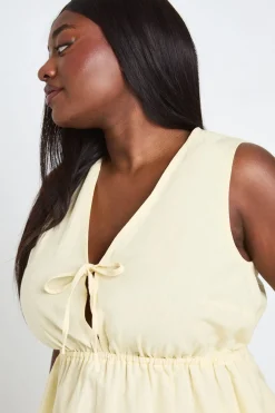 Ensemble Coordonné Grande Taille Top Long À Nouer Devant Et Pantalon En Lin