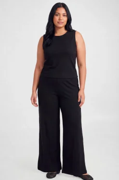 Ensemble Coordonné Grande Taille Haut Côtelé À Boutons Et Pantalon