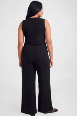 Ensemble Coordonné Grande Taille Haut Côtelé À Boutons Et Pantalon