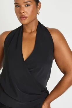 boohoo Ensemble Coordonné Grande Taille Avec Top Drapé À Col Bénitier Et Pantalon Fluide<Femme Ensembles