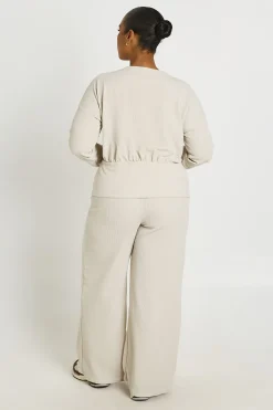 boohoo Ensemble Coordonné Grande Taille Haut À Manches Longues Taille Froncée Et Pantalon<Femme Ensembles