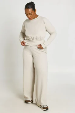 boohoo Ensemble Coordonné Grande Taille Haut À Manches Longues Taille Froncée Et Pantalon<Femme Ensembles