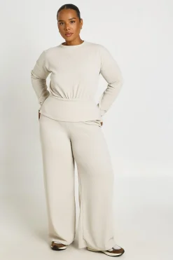 boohoo Ensemble Coordonné Grande Taille Haut À Manches Longues Taille Froncée Et Pantalon<Femme Ensembles