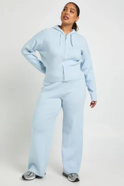 Ensemble Coordonné Grande Taille Sweat à Casynthétiqueche Zippé et Pantalon en Maille Côtelée Super Douce