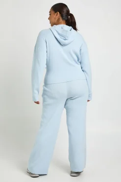 Ensemble Coordonné Grande Taille Sweat à Casynthétiqueche Zippé et Pantalon en Maille Côtelée Super Douce