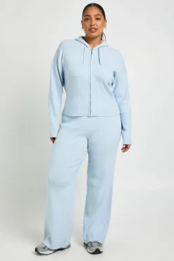 Ensemble Coordonné Grande Taille Sweat à Casynthétiqueche Zippé et Pantalon en Maille Côtelée Super Douce