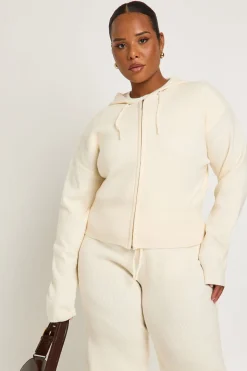 Ensemble Coordonné Grande Taille Sweat à Casynthétiqueche Zippé et Pantalon en Maille Côtelée Super Douce