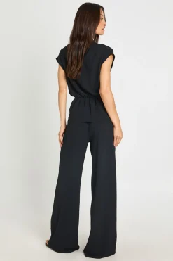 boohoo Ensemble Coordonné Grande Taille Blouse Col Bénitier Avec Nœud Martelé Et Pantalon Large<Femme Ensembles