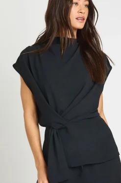 boohoo Ensemble Coordonné Grande Taille Blouse Col Bénitier Avec Nœud Martelé Et Pantalon Large<Femme Ensembles