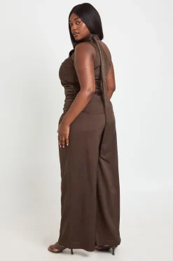 Ensemble Coordonné Grande Taille synthétiquell Rayé Tricoté à Boutons et Pantalon