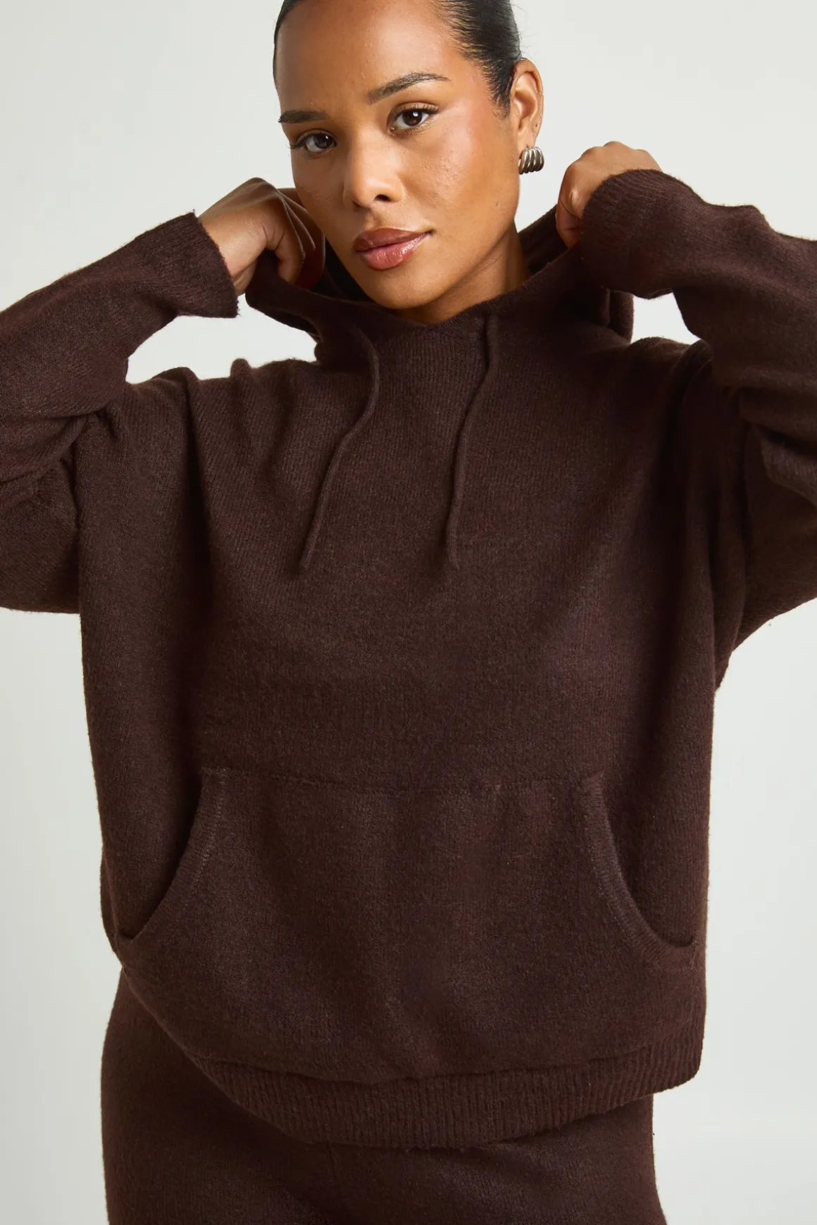 Ensemble Coordonné Grande Taille Sweat À Casynthétiqueche Et Pantalon Large En Maille Douce