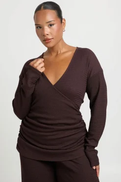 Ensemble Coordonné Grande Taille Haut Cache-cœur À Manches Longues Et Pantalon
