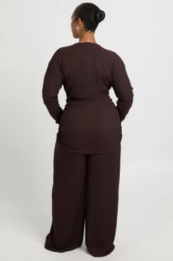 Ensemble Coordonné Grande Taille Haut Cache-cœur À Manches Longues Et Pantalon
