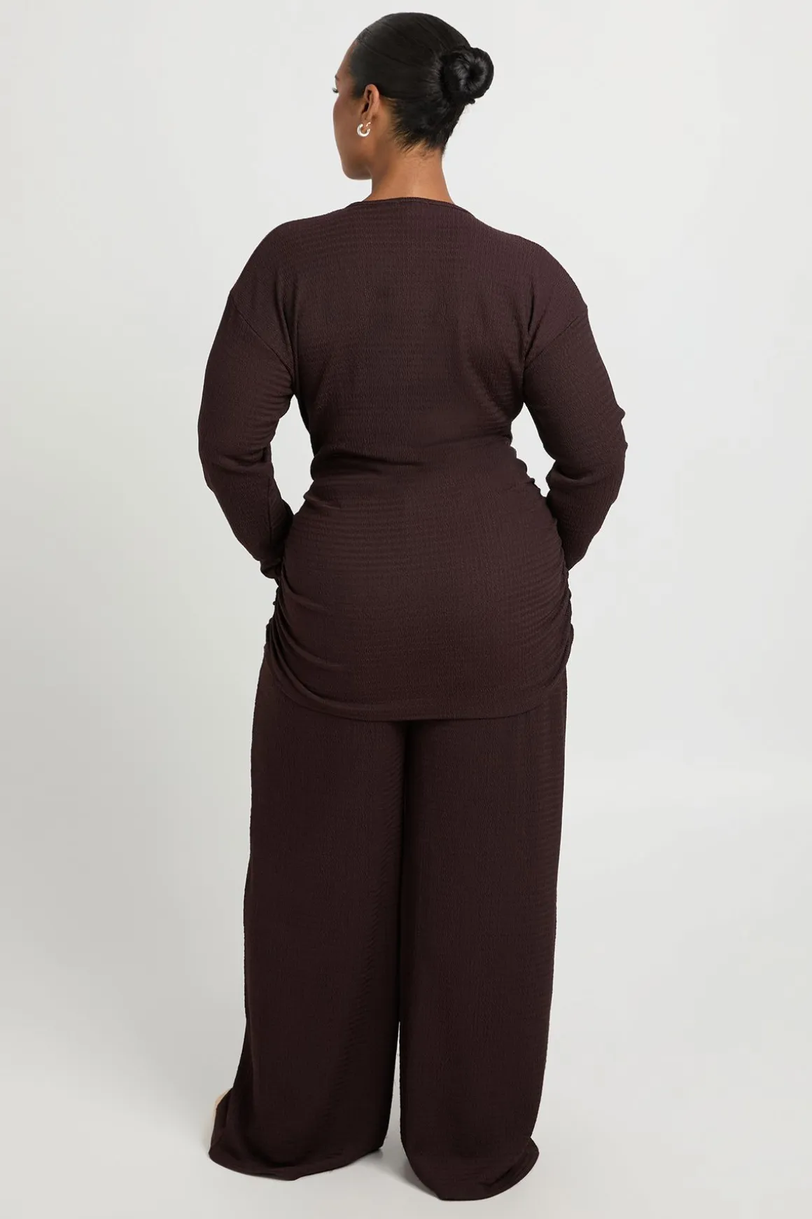 Ensemble Coordonné Grande Taille Haut Cache-cœur À Manches Longues Et Pantalon