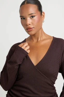 Ensemble Coordonné Grande Taille Haut Cache-cœur À Manches Longues Et Pantalon