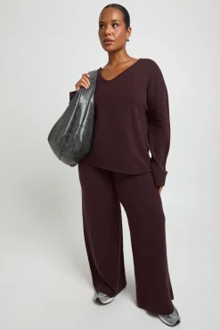 boohoo Ensemble Coordonné Grande Taille Synthétiquell Col V À Poignets Boutonnés Et Pantalon Large<Femme Ensembles
