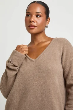 Ensemble Coordonné Grande Taille Synthétiquell Col V À Poignets Boutonnés Et Pantalon Large