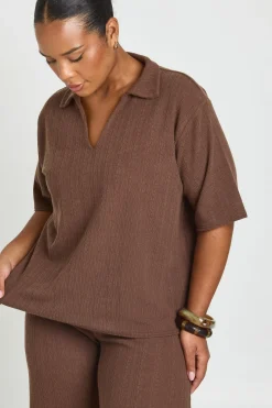 Ensemble Coordonné Grande Taille T-shirt Col À Manches Courtes & Pantalon Large