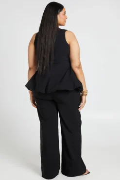 boohoo Ensemble Coordonné Grande Taille Top Péplum Décolleté Plongeant En V Et Pantalon Large En Bengaline<Femme Ensembles