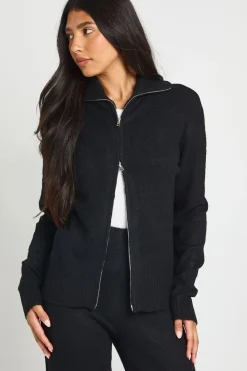 boohoo Ensemble Coordonné Grande Taille Synthétiquell Zippé En Maille Douce Et Pantalon Droit<Femme Pulls Et Gilets|Toutes Les Mailles