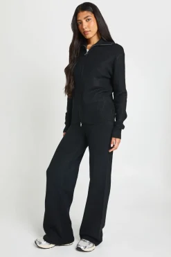 boohoo Ensemble Coordonné Grande Taille Synthétiquell Zippé En Maille Douce Et Pantalon Droit<Femme Pulls Et Gilets|Toutes Les Mailles