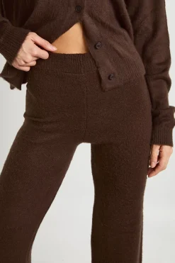 boohoo Ensemble Coordonné Grande Taille Cardigan Long Boutonné en Maille Douce et Pantalon Large<Femme Looks Chocolat|Pulls Et Gilets