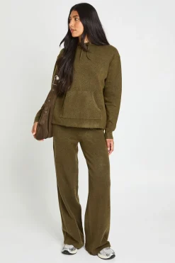 Ensemble Coordonné Grande Taille Sweat À Casynthétiqueche En Maille Douce Et Pantalon Jambes Larges