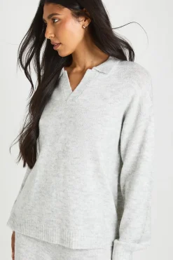 Ensemble Coordonné Grande Taille Synthétiquell Tricoté Ultra Doux Col V Avec Col Ouvert Et Pantalon Jambe Droite