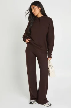 Ensemble Coordonné Grande Taille En Maille Douce Avec Sweat À Casynthétiqueche Oversize Et Pantalon Large